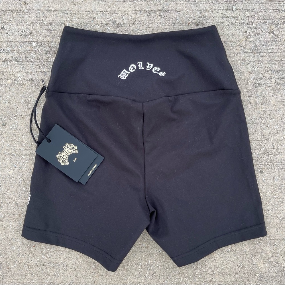 Darc Sport Black Bike Shorts with White 'Wolves' Logo